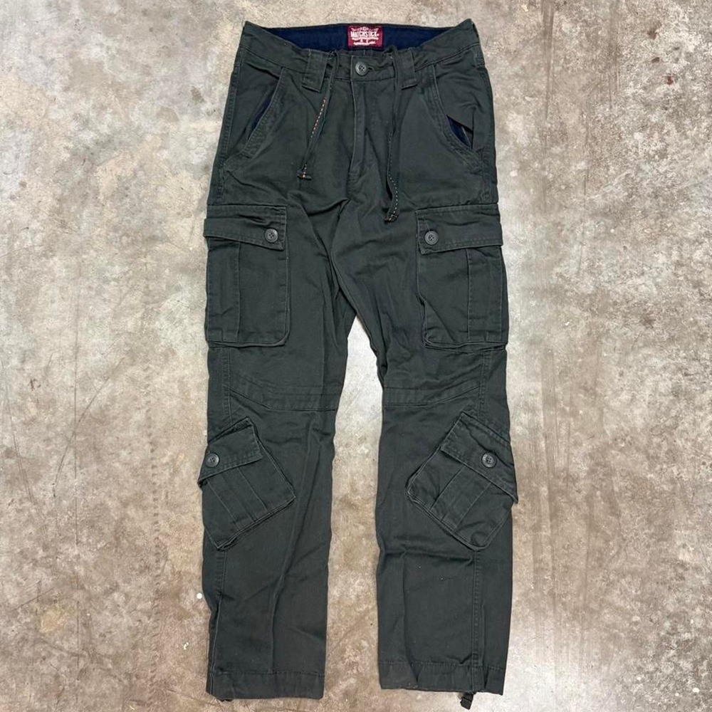 Matchstick Mens Y2K Military Cargo Pants Dark Green Tactical Utility 29x29